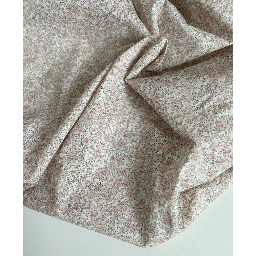 Birdy - Batiste de coton BIO imprimé exclusif Rose et vert fané