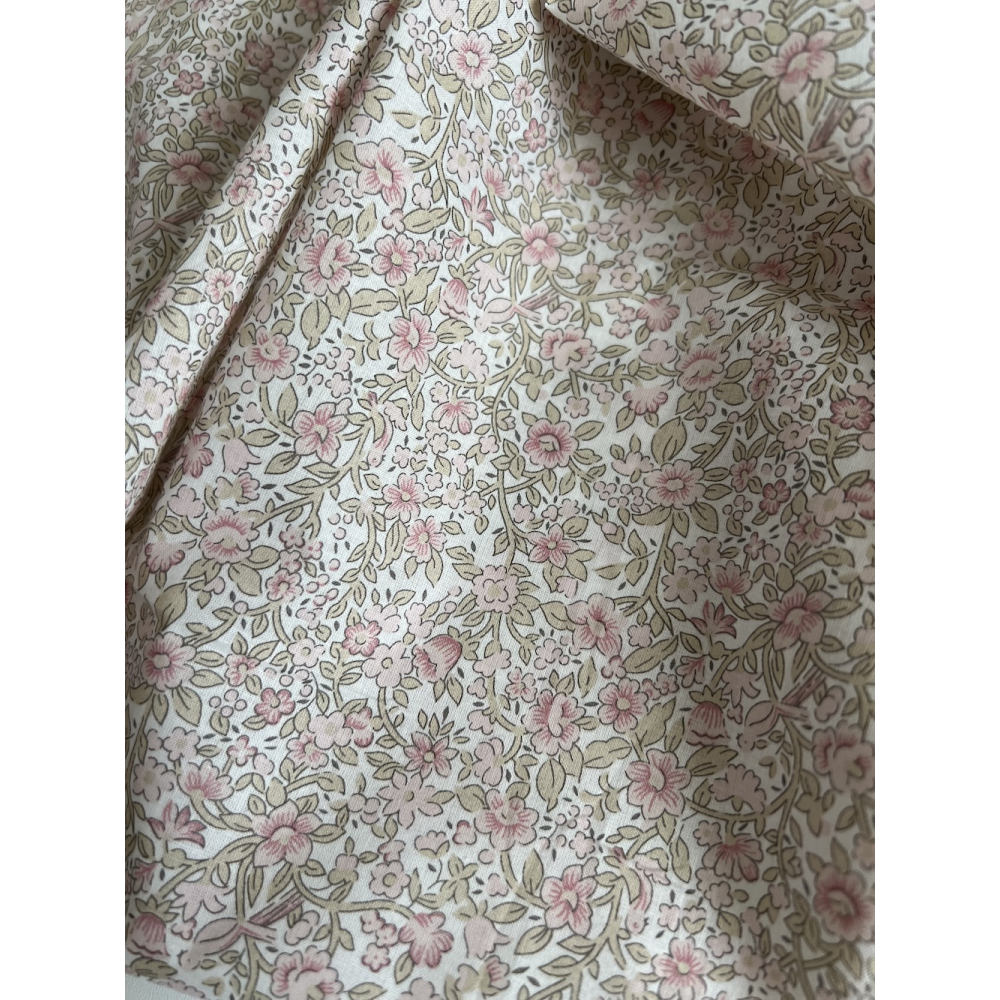 Birdy - Batiste de coton BIO imprimé exclusif Rose et vert fané