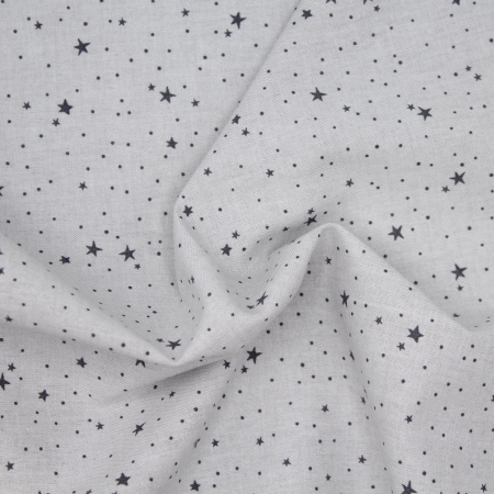 Chambray coton gris perle à petites étoiles Chambray coton gris perle à petites étoiles
