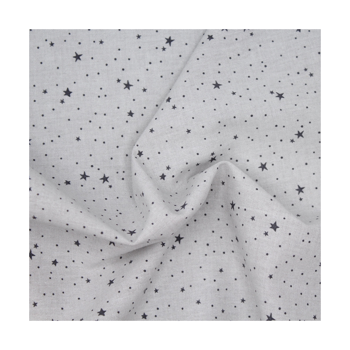 Chambray coton gris perle à petites étoiles