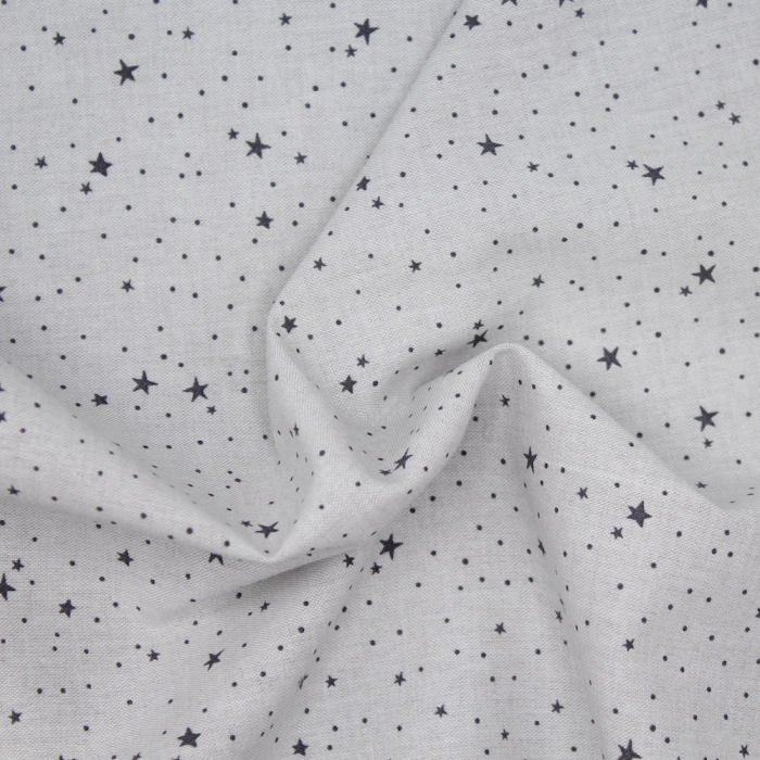 Chambray coton gris perle à petites étoiles