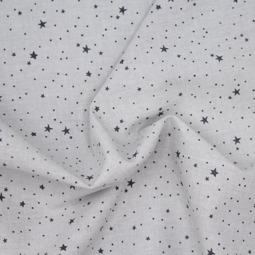 Chambray coton gris perle à petites étoiles