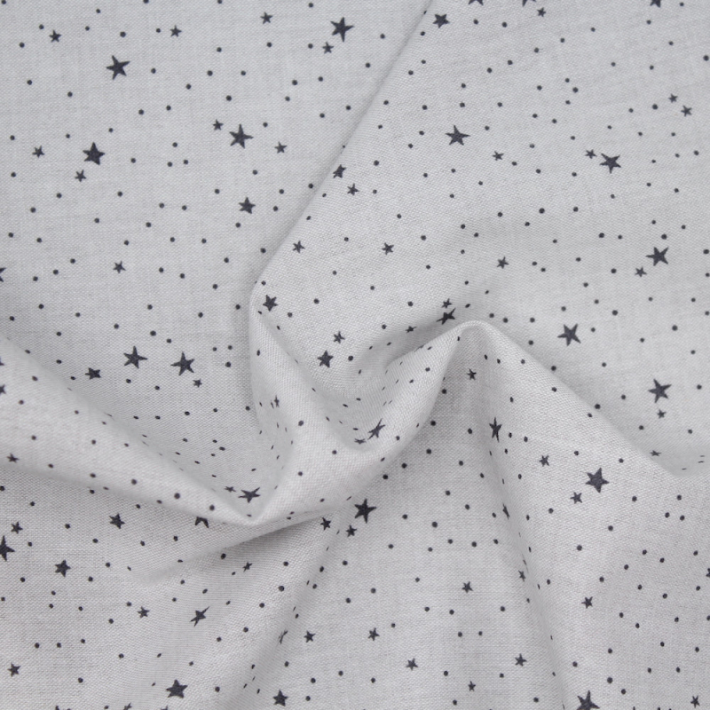 Chambray coton gris perle à petites étoiles