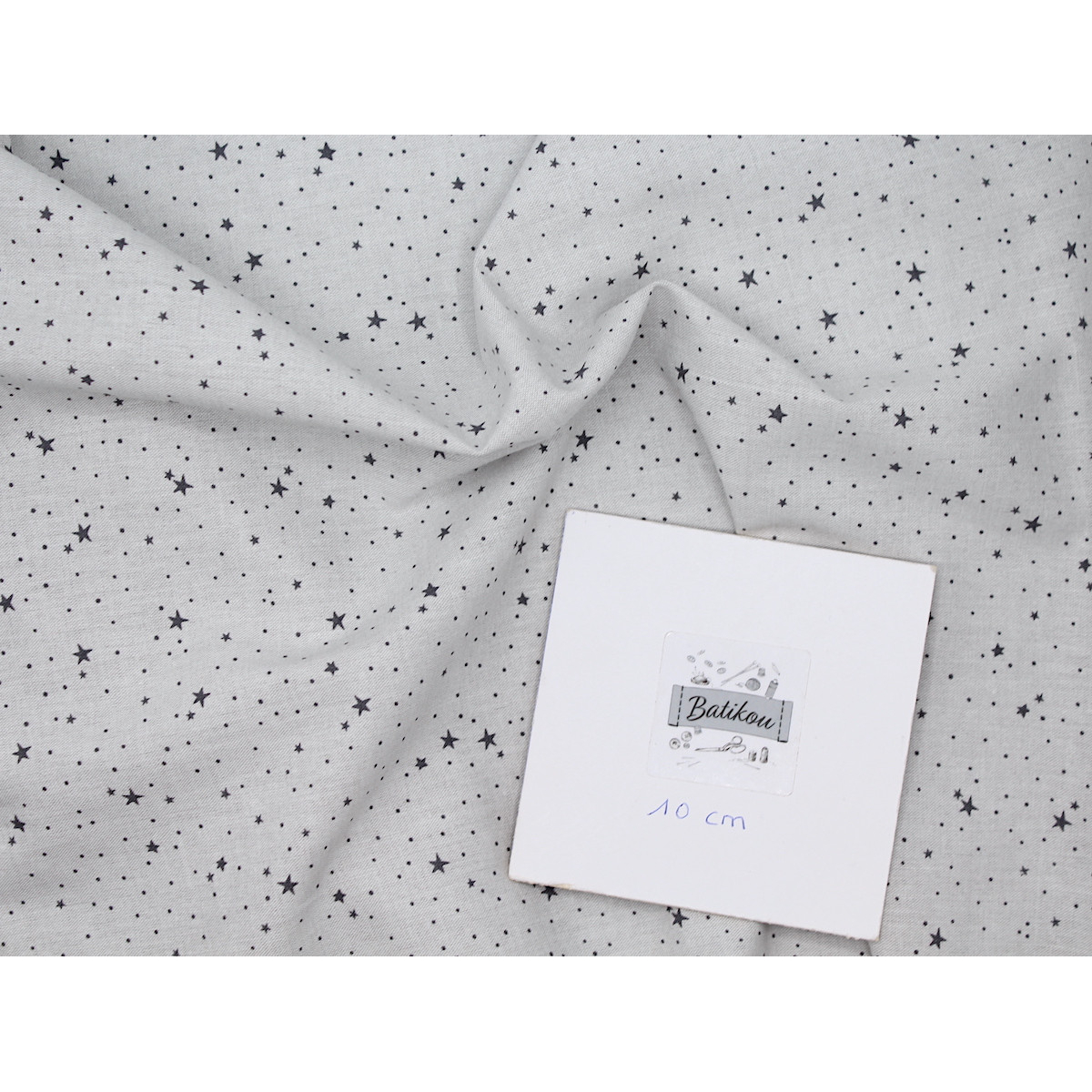 Chambray coton gris perle à petites étoiles