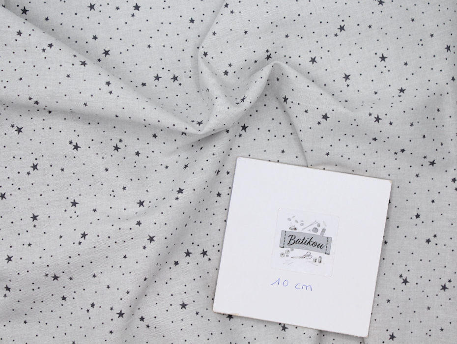 Chambray coton gris perle à petites étoiles