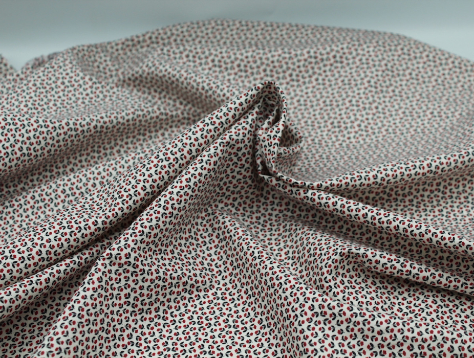 Popeline fine et douce coton organique fond ivoire imprimé mini fleurs