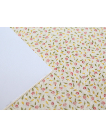 Double gaze de coton BIO écru à motifs fruités