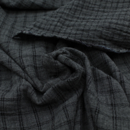 Double gaze de coton réversible BIO chiné coloris gris anthracite carreaux