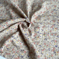 Idalie - Double gaze de coton BIO chiné coloris beige fleuri