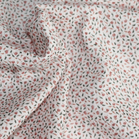Double gaze de coton BIO rose poudré à motifs fruités Tissus issus de l'agriculture biologique  - 1 Double gaze de coton BIO rose poudré à motifs fruités Tissus issus de l'agriculture biologique  - 1