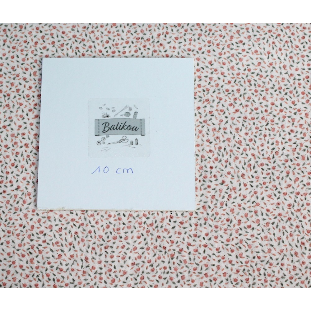 Double gaze de coton BIO rose poudré à motifs fruités Tissus issus de l'agriculture biologique  - 2