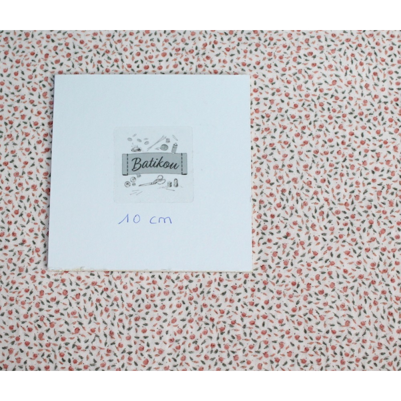 Double gaze de coton BIO rose poudré à motifs fruités Tissus issus de l'agriculture biologique  - 2