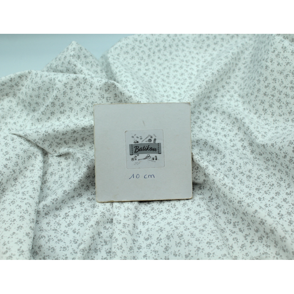 Popeline de coton douce coloris fleuri gris fond lait qualité SWEET