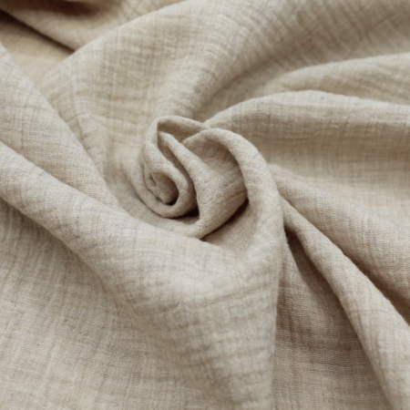 Double gaze de coton BIO chiné coloris beige Double gaze de coton BIO chiné coloris beige