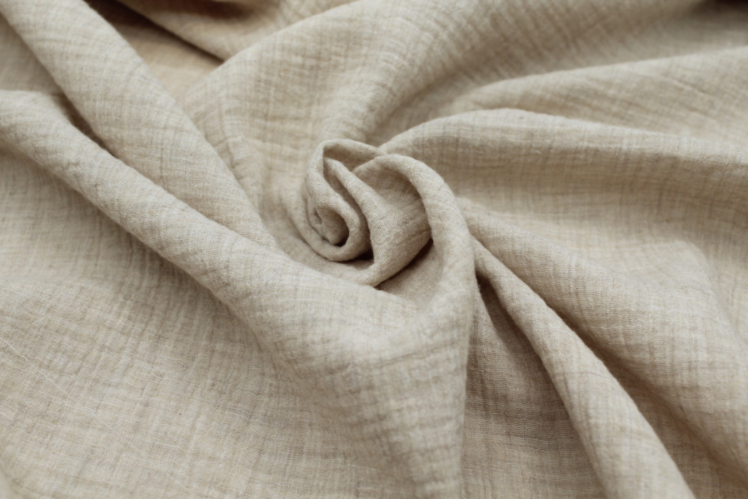 Double gaze de coton BIO chiné coloris beige