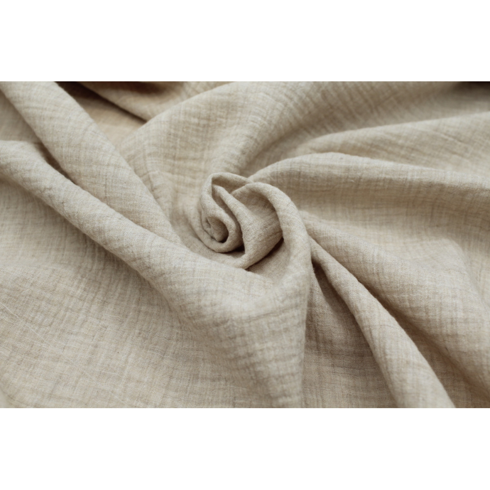 Double gaze de coton BIO chiné coloris beige