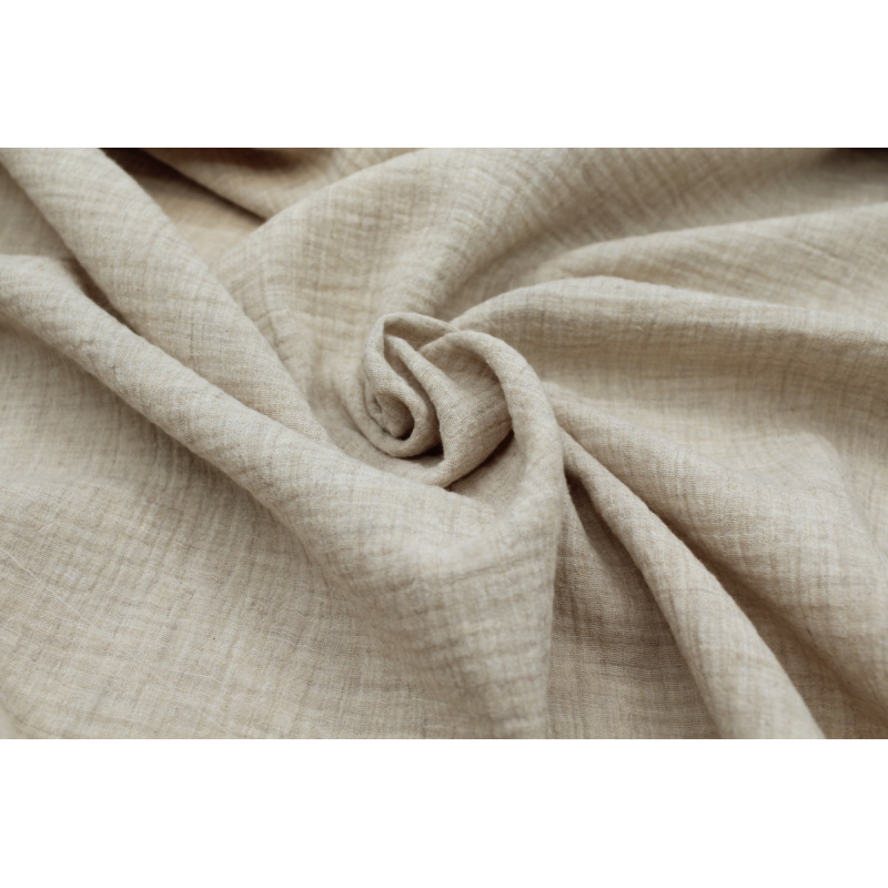 Double gaze de coton BIO chiné coloris beige