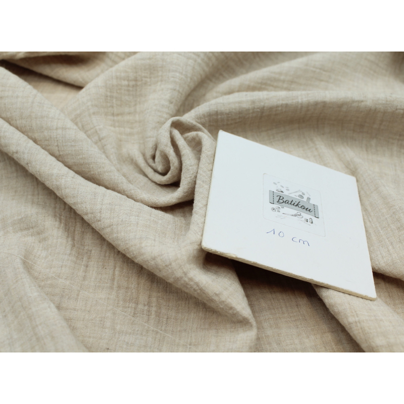 Double gaze de coton BIO chiné coloris beige