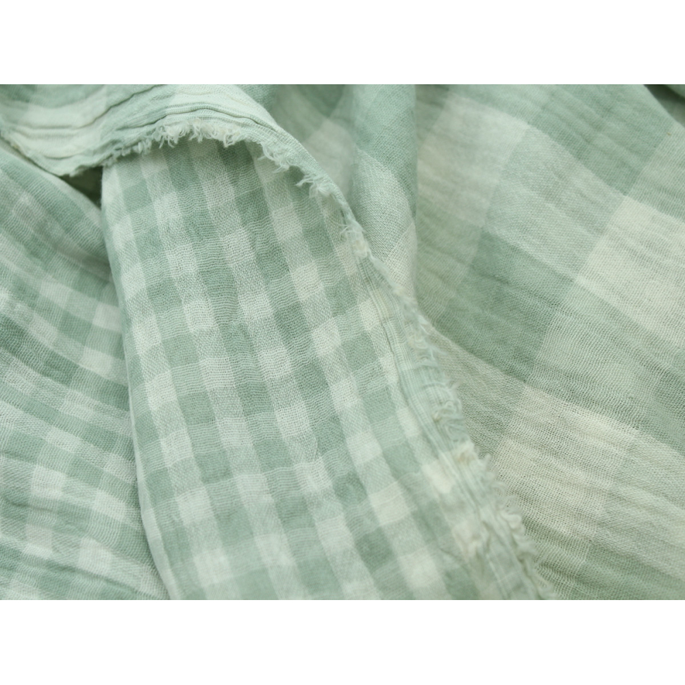 Double gaze de coton double face vichy vert tendre