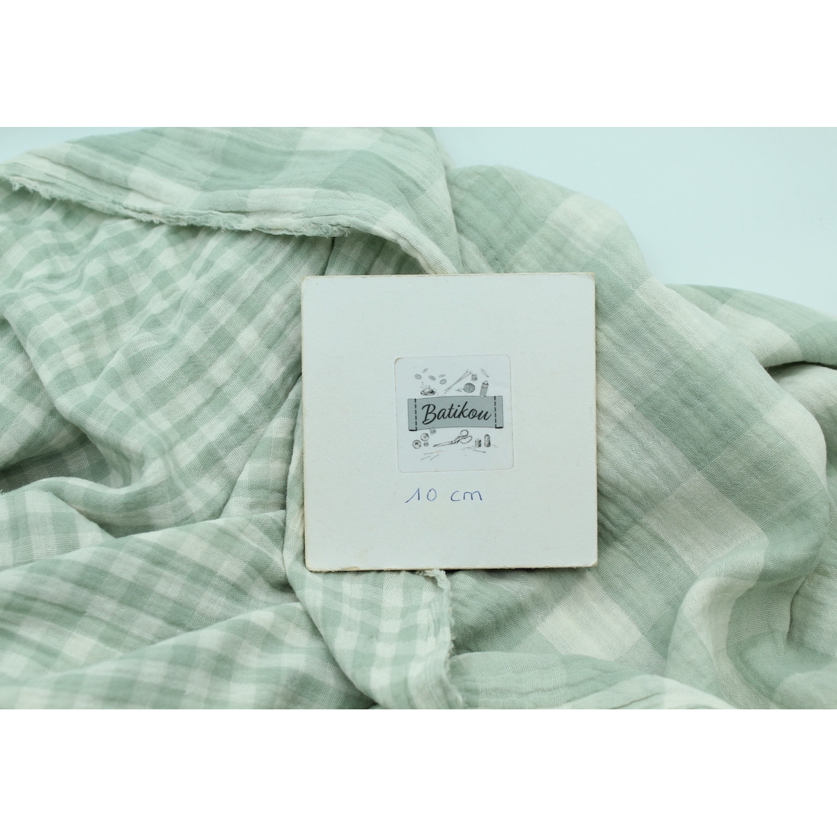 Double gaze de coton double face vichy vert tendre