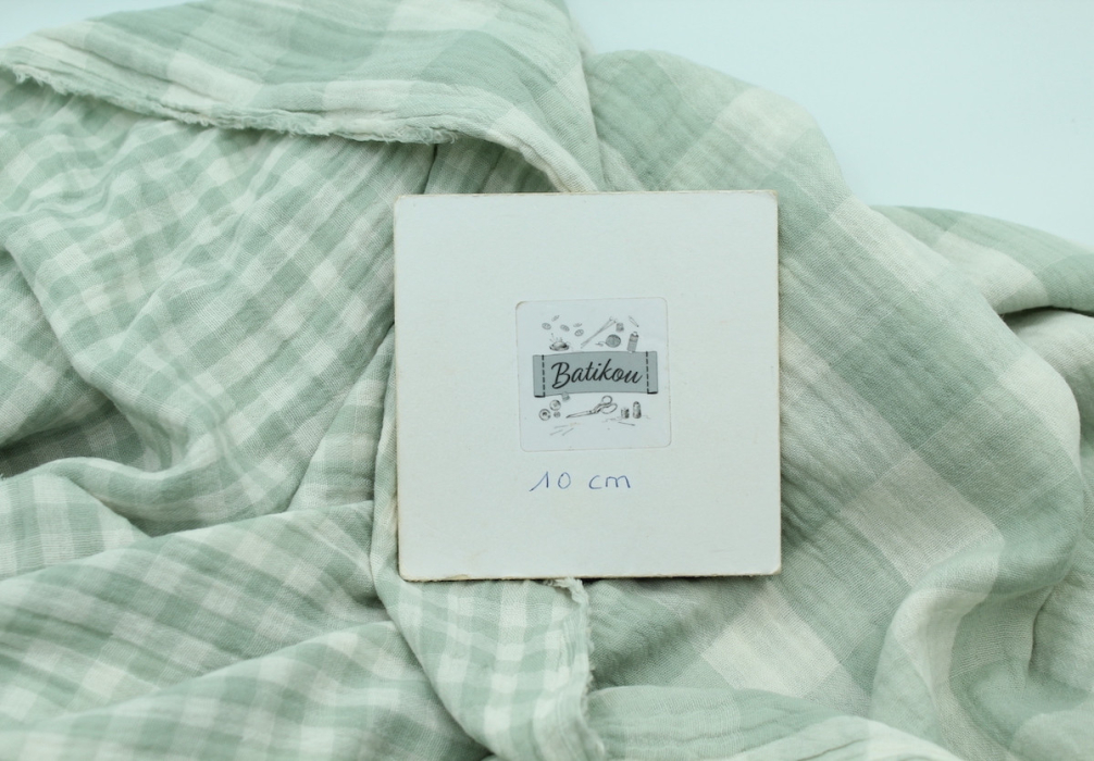 Double gaze de coton double face vichy vert tendre