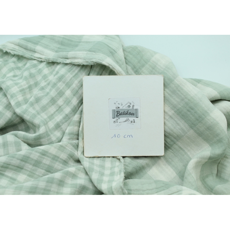 Double gaze de coton double face vichy vert tendre