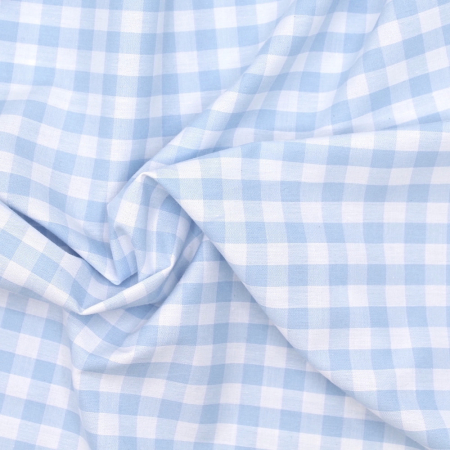 Coton vichy carreaux bleu ciel et blanc 10mm Coton vichy carreaux bleu ciel et blanc 10mm