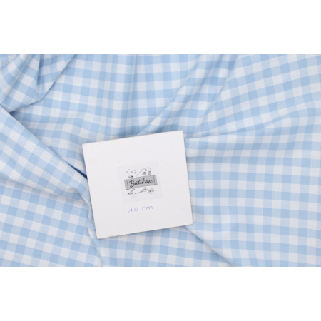 Coton vichy carreaux bleu ciel et blanc 10mm Coton vichy carreaux bleu ciel et blanc 10mm