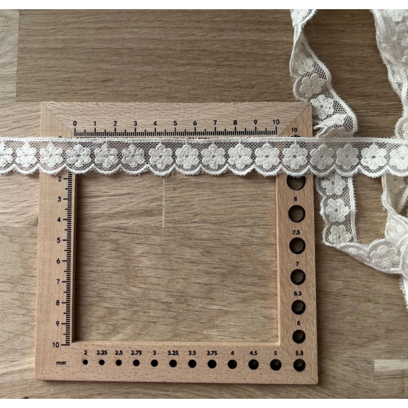 Galon tulle souple écru broderie coton brodé 20mm x 1m