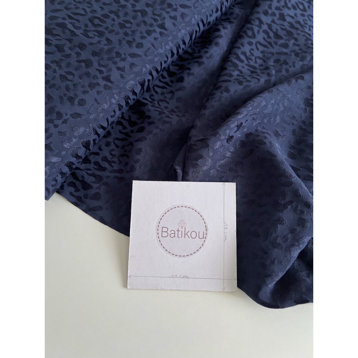 Lea - Viscose tissage jacquard graou / léopard bleu marine Batikou - 2