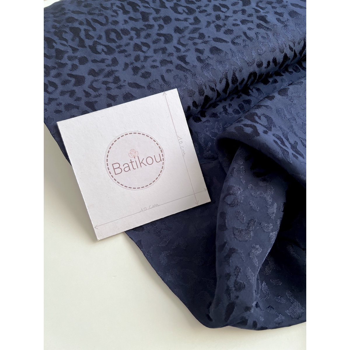 Lea - Viscose tissage jacquard graou / léopard bleu marine Batikou - 5