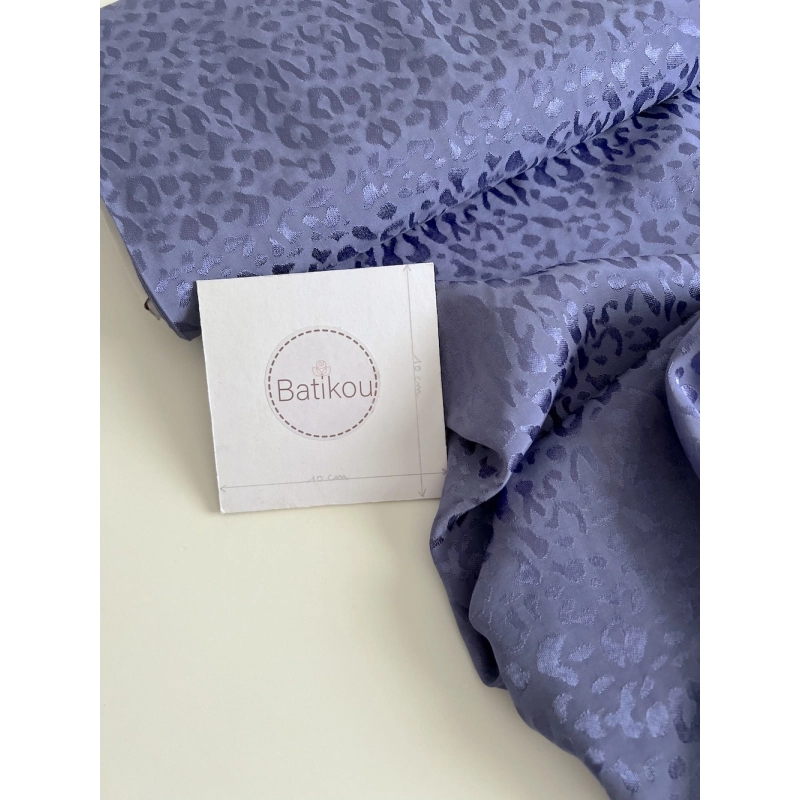 Lea - Viscose tissage jacquard graou / léopard lavande Batikou - 2