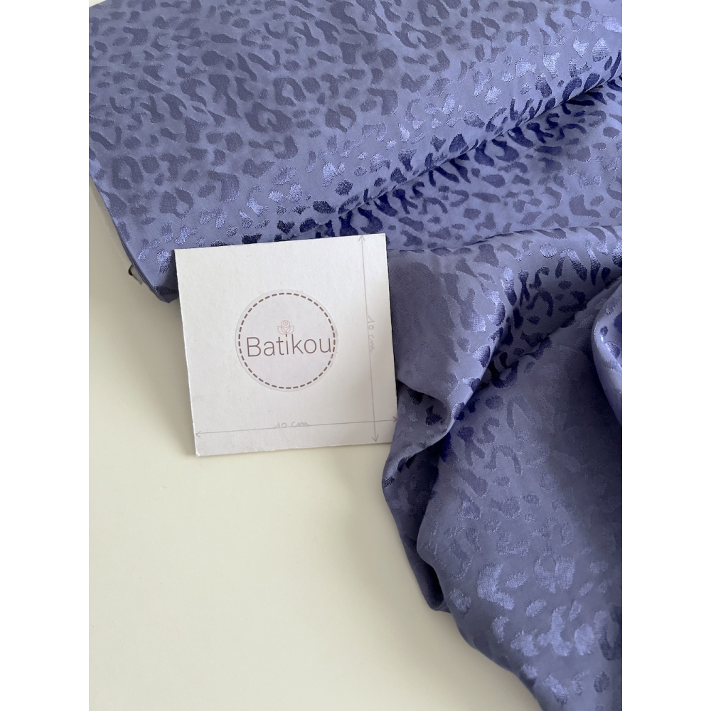 Lea - Viscose tissage jacquard graou / léopard lavande Batikou - 2