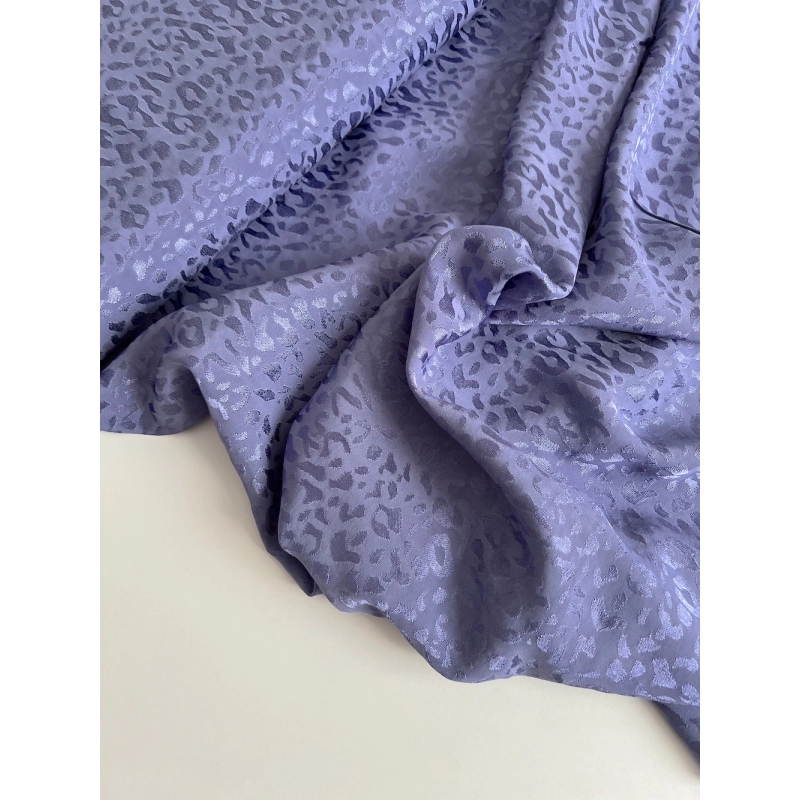 Lea - Viscose tissage jacquard graou / léopard lavande Batikou - 3