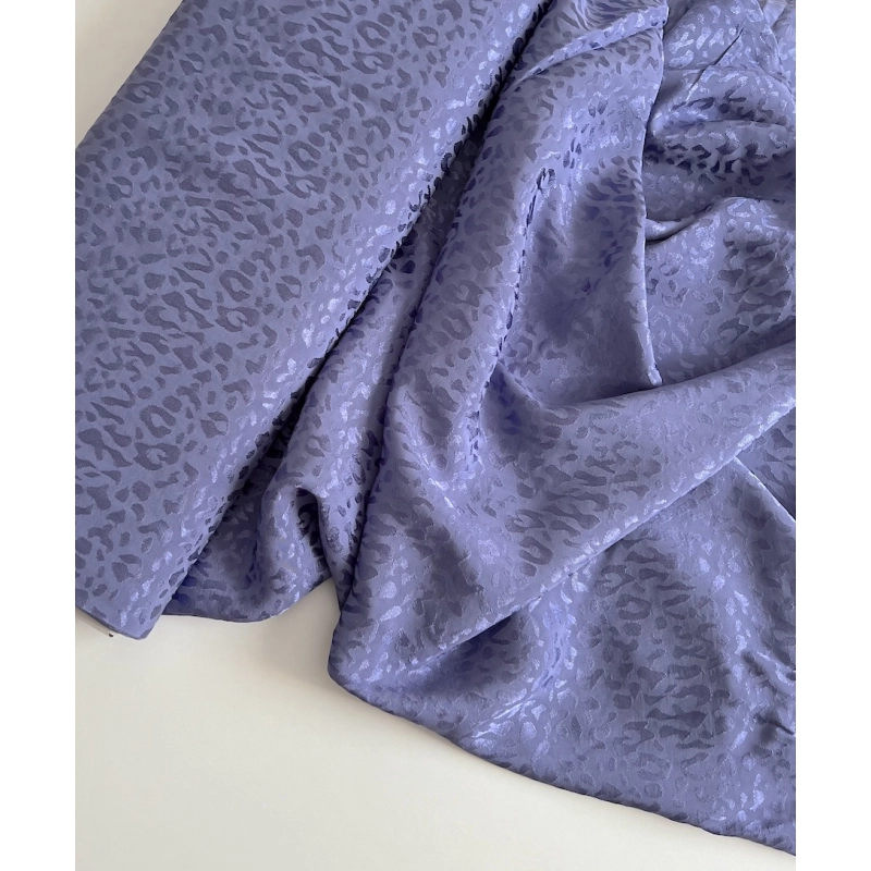 Lea - Viscose tissage jacquard graou / léopard lavande Batikou - 4