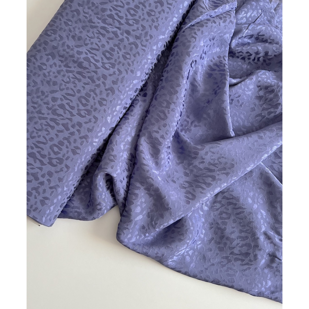 Lea - Viscose tissage jacquard graou / léopard lavande Batikou - 4