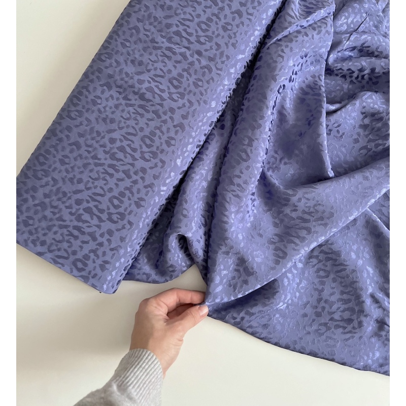 Lea - Viscose tissage jacquard graou / léopard lavande Batikou - 5