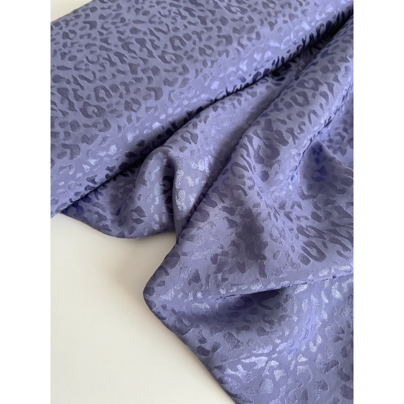 Lea - Viscose tissage jacquard graou / léopard lavande Batikou - 6