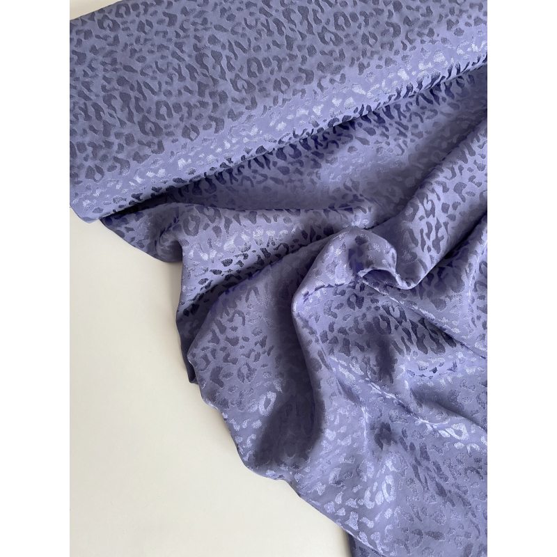 Lea - Viscose tissage jacquard graou / léopard lavande Batikou - 7