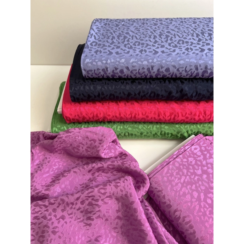 Lea - Viscose tissage jacquard graou / léopard lavande Batikou - 9