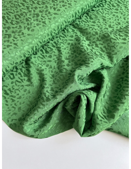 Lea - Viscose tissage jacquard graou / léopard vert garden Batikou - 4