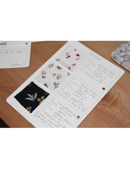 Lot 10 fiches d'organisation Tissus A5