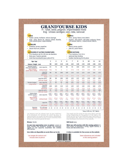 Pochette patron Ikatee Grande ourse kids 3A-12A  - 5