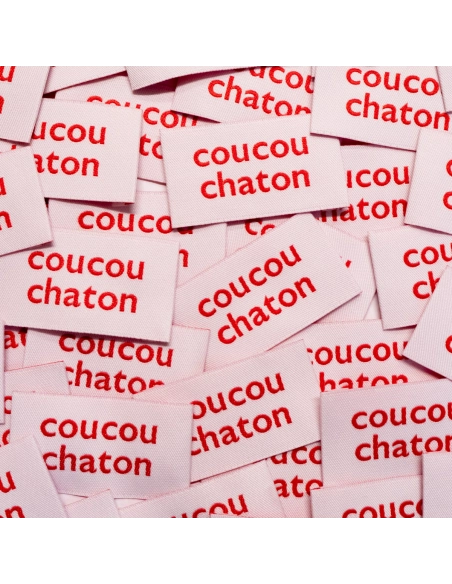 Étiquettes Tissées "Coucou Chaton" ©ikatee - Lot de 5