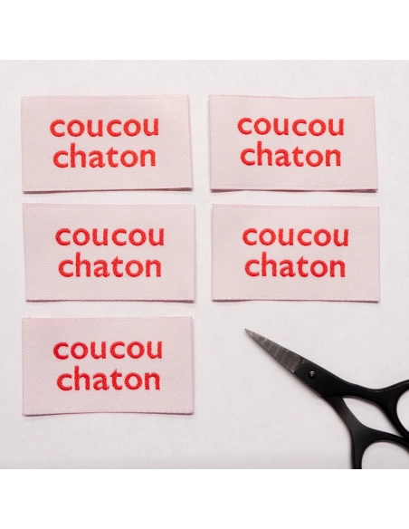 Étiquettes Tissées "Coucou Chaton" ©ikatee - Lot de 5
