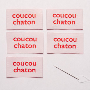 Étiquettes Tissées "Coucou Chaton" ©ikatee - Lot de 5 2