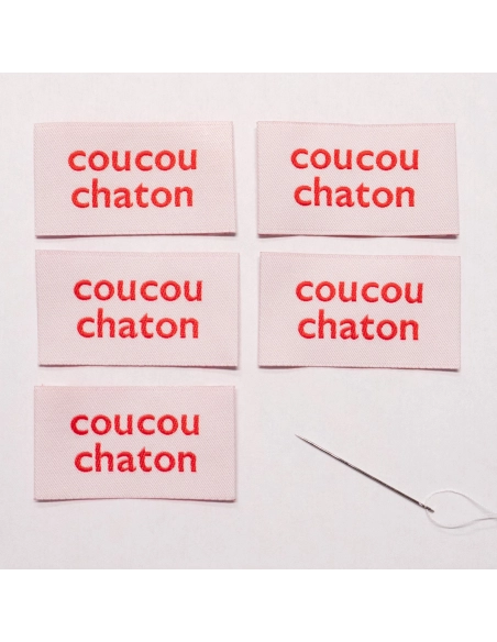 Étiquettes Tissées "Coucou Chaton" ©ikatee - Lot de 5