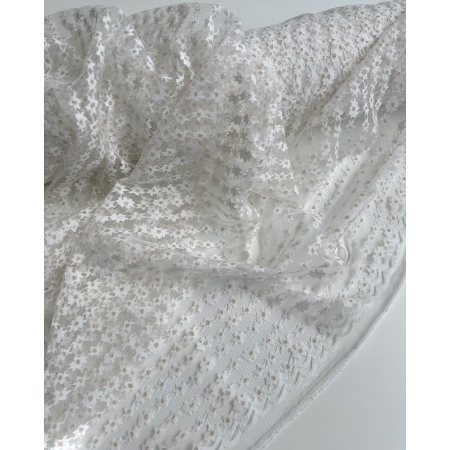 Tulle souple crème marguerites dorées Batikou - 2