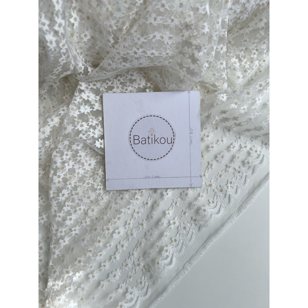 Tulle souple crème marguerites dorées Batikou - 5