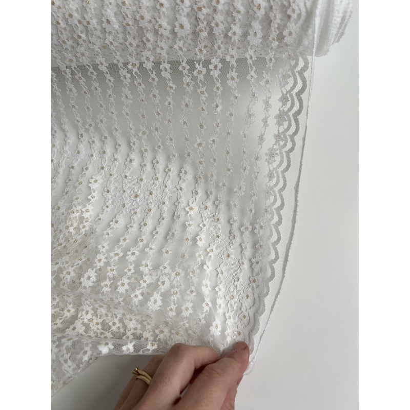 Tulle souple crème marguerites dorées Batikou - 7